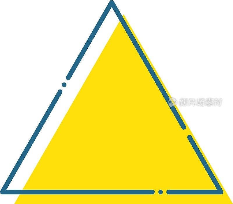 简单的蓝色线和黄色三角形插图用虚线/插图材料绘制(矢量插图)